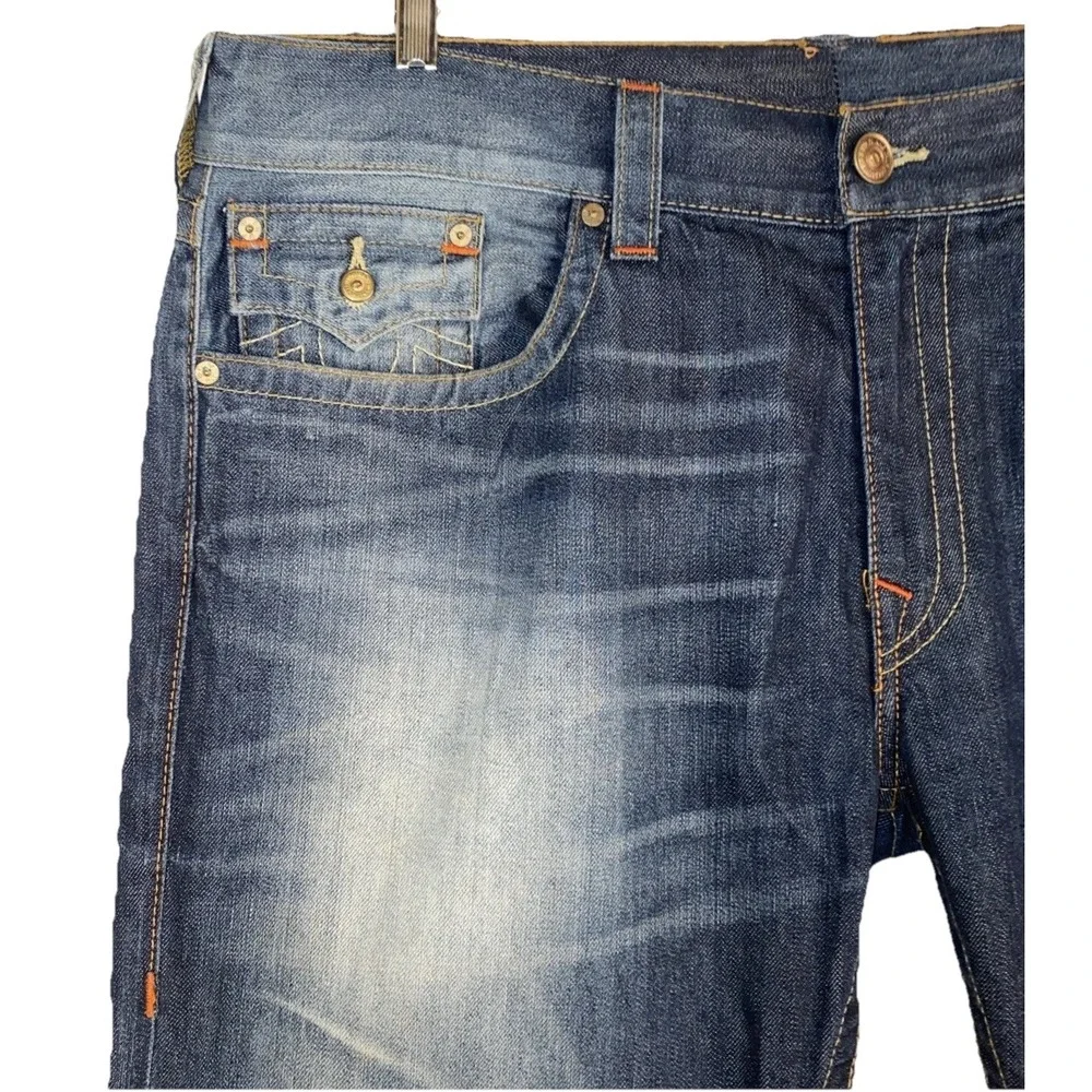 True Religion Jeans Men's 40x33 Vintage Rare Straight Flaps Orange Stitching New